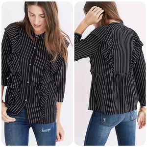 MADEWELL Silk Ruffle Front Top NWOT
